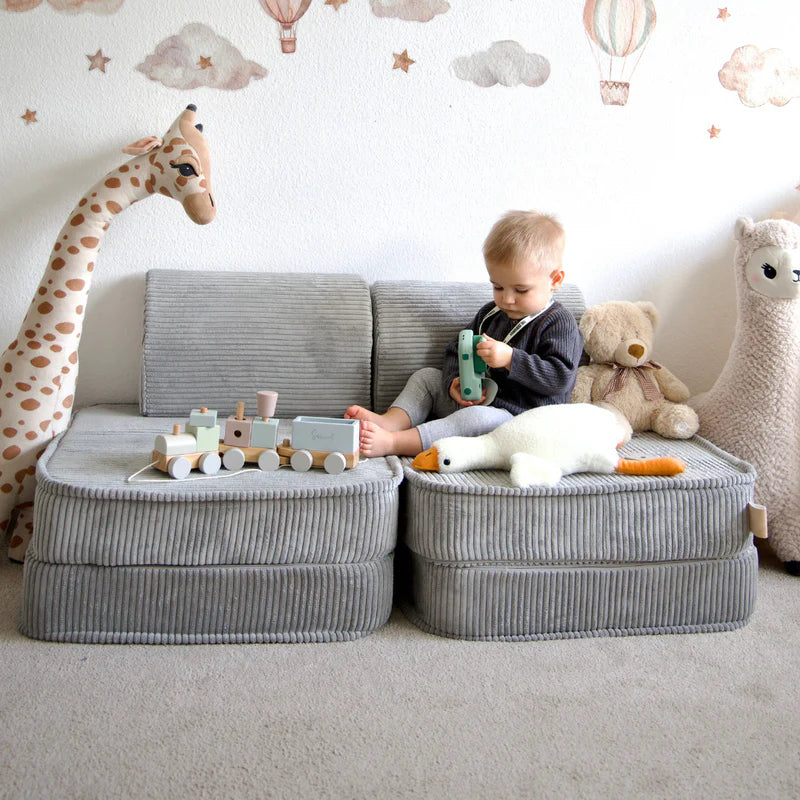 Canapé de jeu modulable Pocket 120cm en velours Corduroy à larges côtes Aesthetic | 4 Pièces