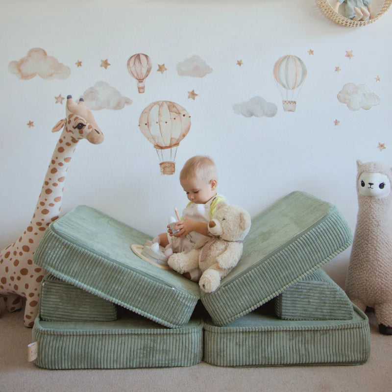 Canapé de jeu modulable Pocket 120cm en velours Corduroy à larges côtes Aesthetic | 4 Pièces