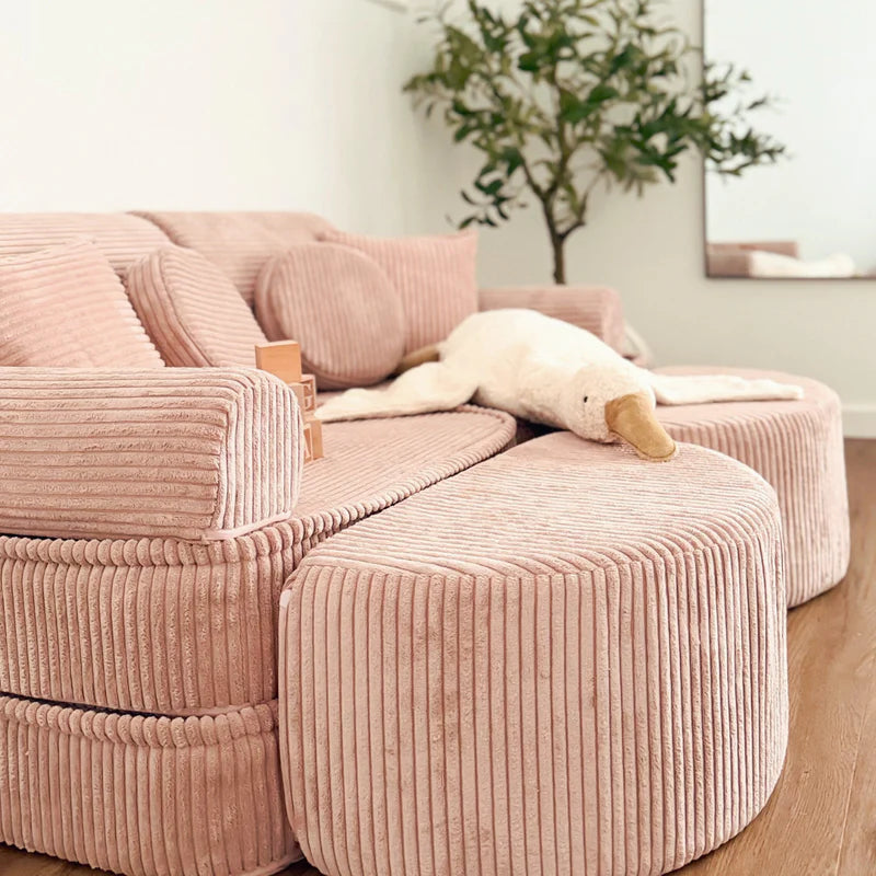 Canapé de jeu modulable Pocket 120cm en velours Corduroy à larges côtes Aesthetic | 12 Pièces