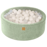 Piscine à balles ronde 90x30 cm en velours, 200 balles – Vert sauge | Balles au choix