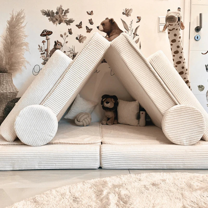 Canapé de jeu modulable Premium 160cm en velours Corduroy à larges côtes Aesthetic | 10 Pièces