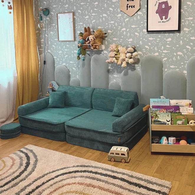 Canapé de jeu modulable Premium 160cm en velours Corduroy à larges côtes Aesthetic | 10 Pièces