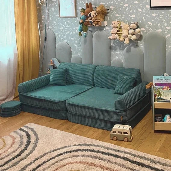 Canapé de jeu modulable Premium 160cm en velours Corduroy à larges côtes Aesthetic | 10 Pièces
