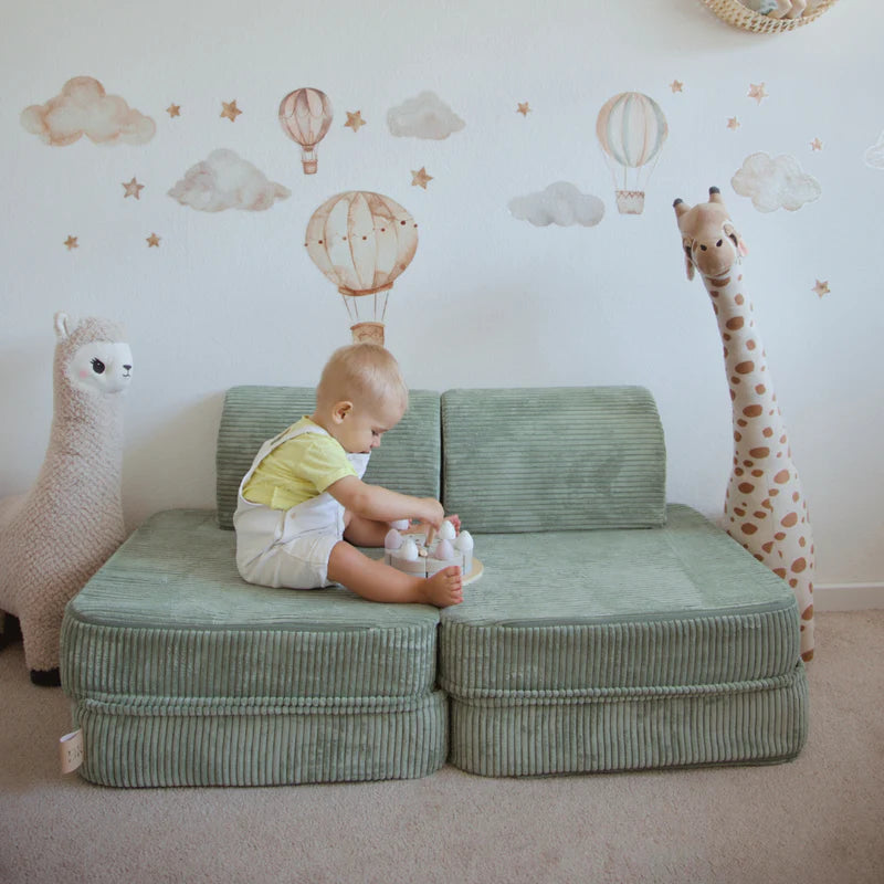 Canapé de jeu modulable Pocket 120cm en velours Corduroy à larges côtes Aesthetic | 4 Pièces