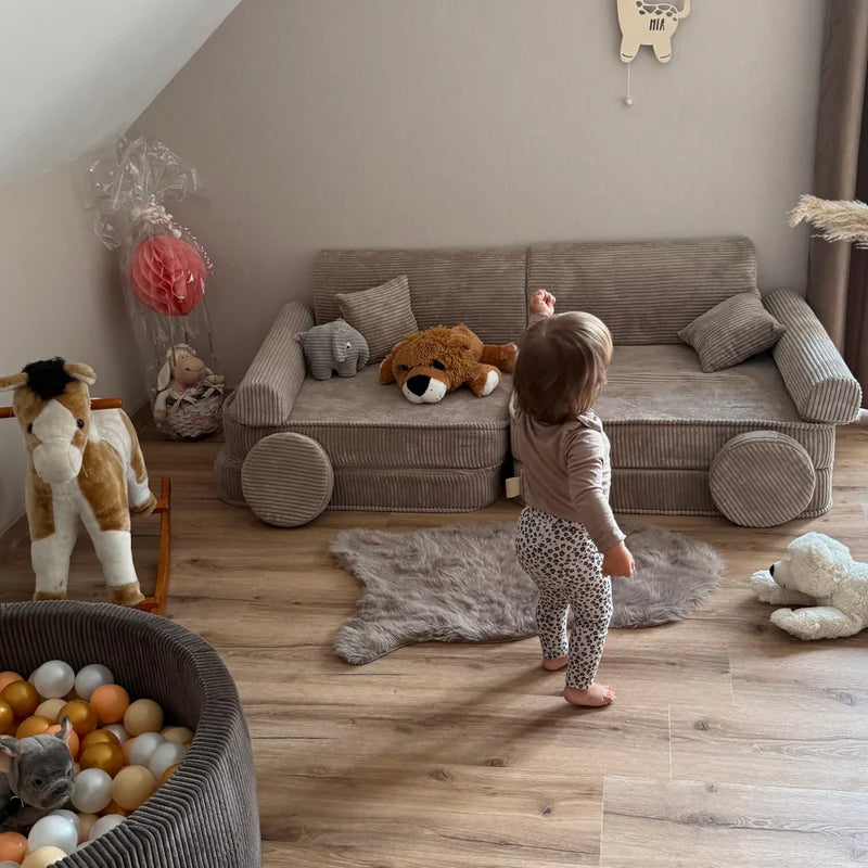 Canapé de jeu modulable Premium 160cm en velours Corduroy à larges côtes Aesthetic | 10 Pièces