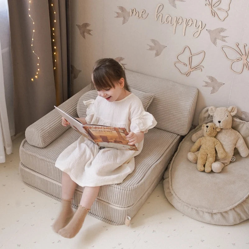 Fauteuil modulable Pocket 60cm en velours Corduroy à larges côtes Aesthetic | 5 Pièces