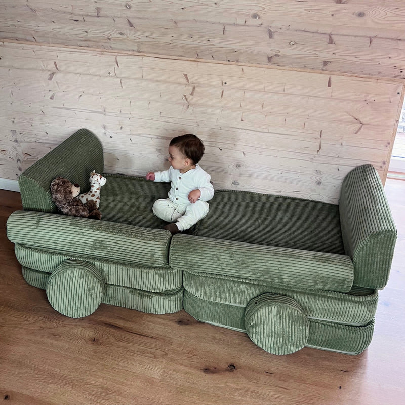 Canapé de jeu modulable Premium 160cm en velours Corduroy à larges côtes Aesthetic | 10 Pièces