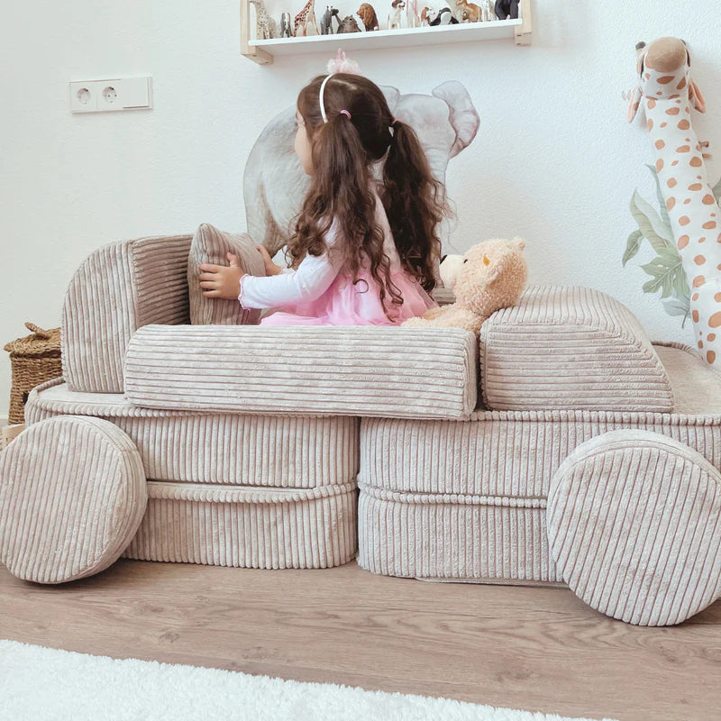 Canapé de jeu modulable Pocket 120cm en velours Corduroy à larges côtes Aesthetic | 10 Pièces