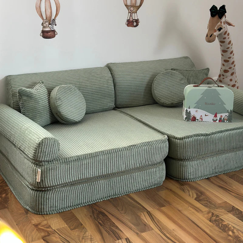 Canapé de jeu modulable Premium 160cm en velours Corduroy à larges côtes Aesthetic | 10 Pièces