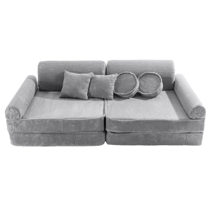 Canapé de jeu modulable Premium 160cm en velours Corduroy à larges côtes Aesthetic | 10 Pièces