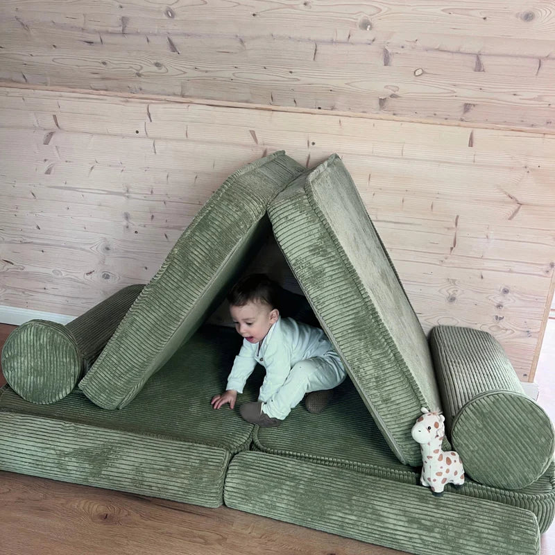 Canapé de jeu modulable Premium 160cm en velours Corduroy à larges côtes Aesthetic | 10 Pièces