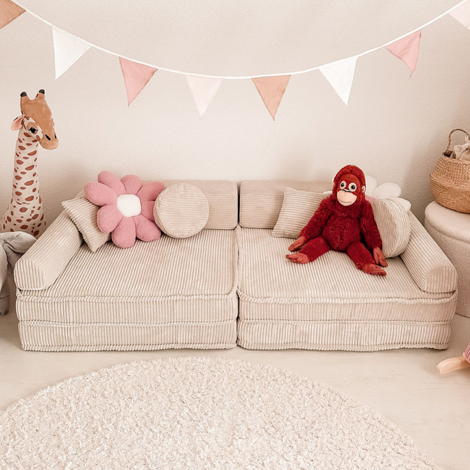 Canapé de jeu modulable Premium 160cm en velours Corduroy à larges côtes Aesthetic | 10 Pièces