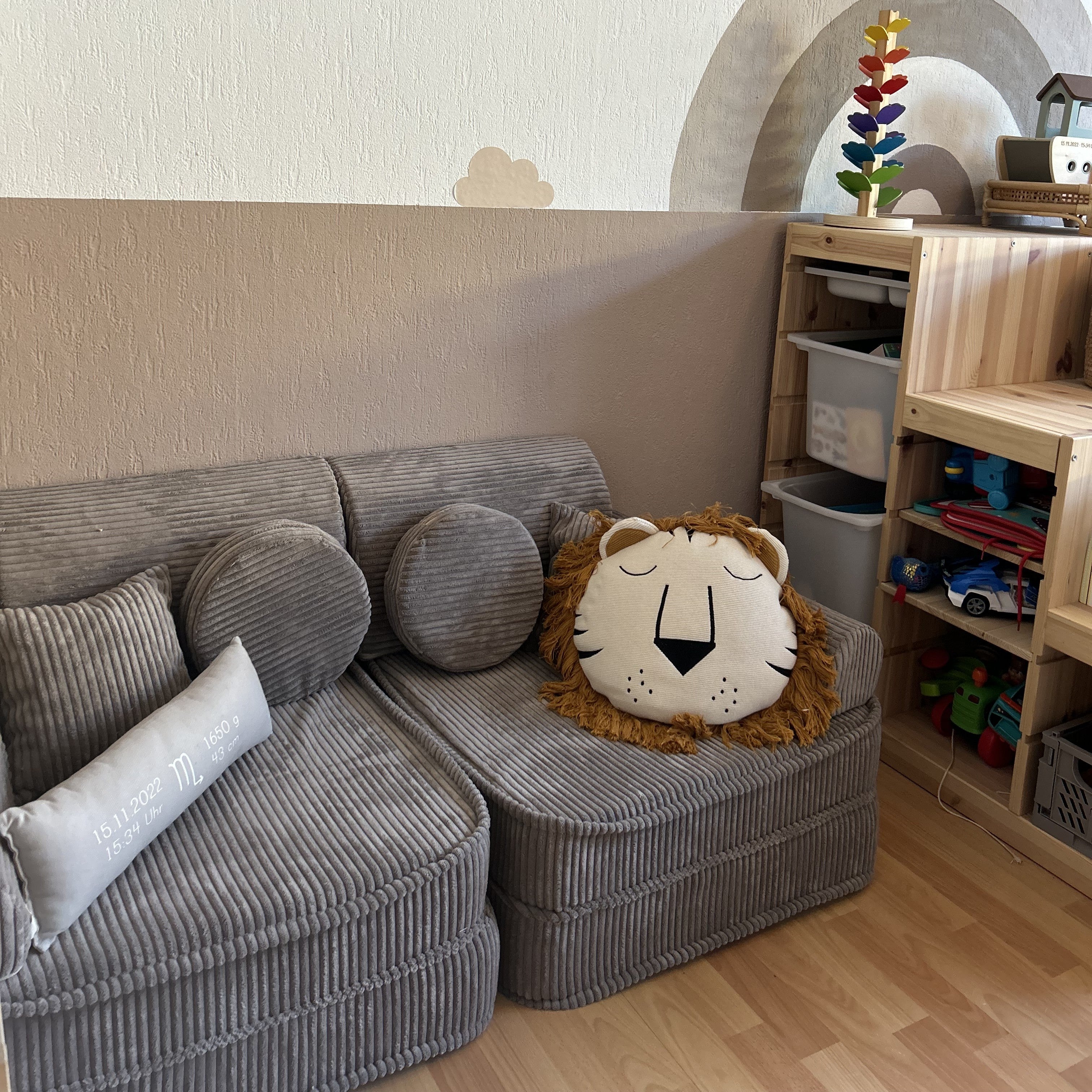 Canapé de jeu modulable Pocket 120cm en velours Corduroy à larges côtes Aesthetic | 10 Pièces
