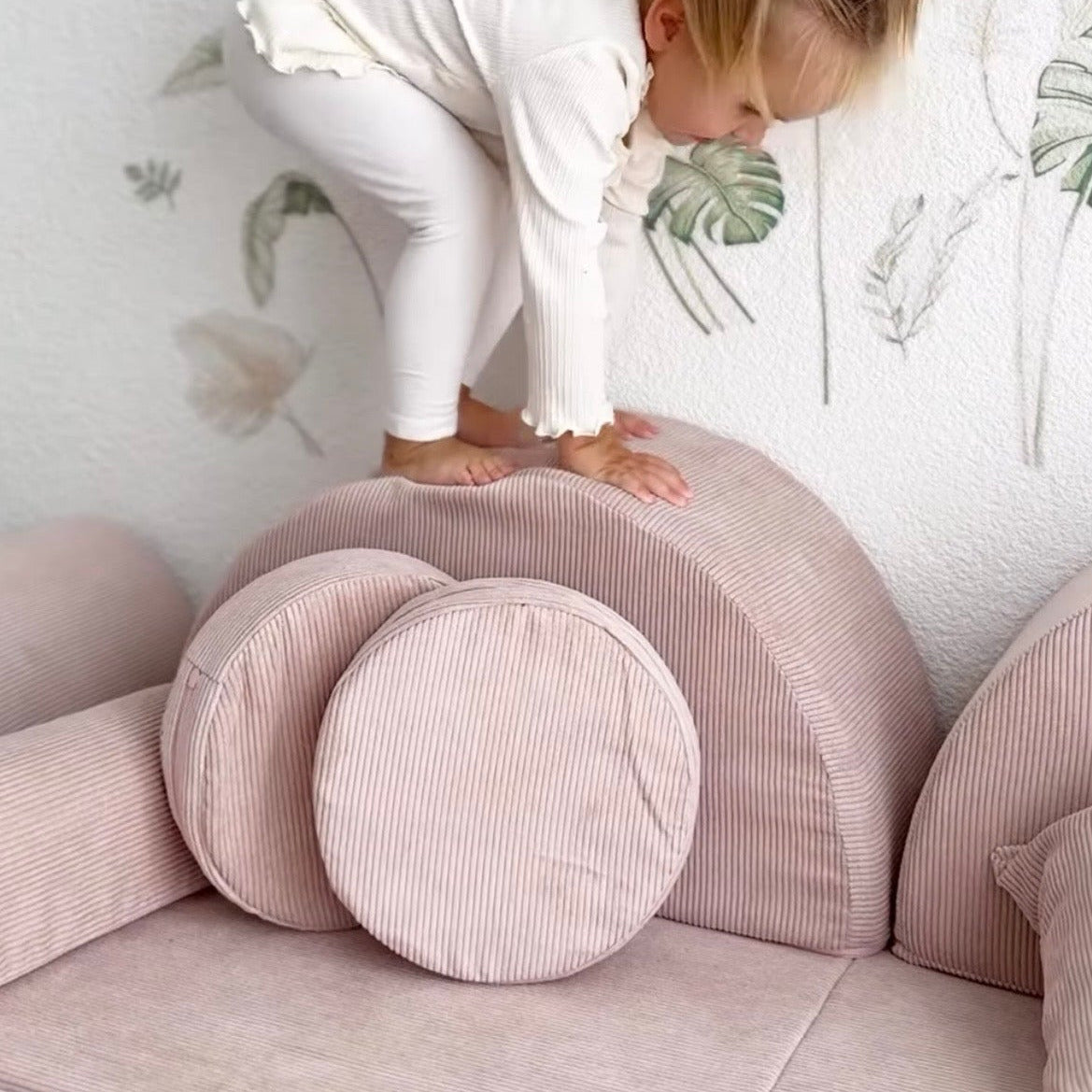 Canapé de jeu modulable Pocket 120cm en velours Corduroy à fines côtes Slimcord | 12 Pièces