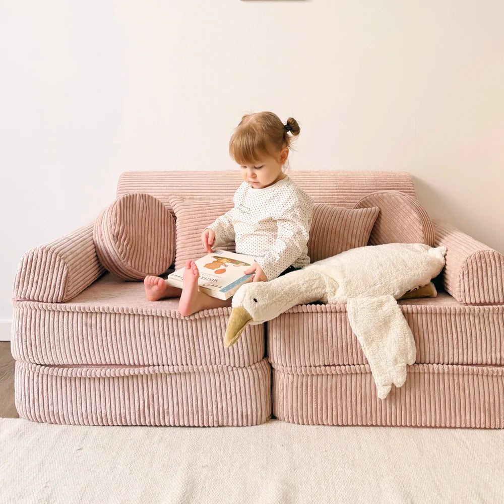 Canapé de jeu modulable Pocket 120cm en velours Corduroy à larges côtes Aesthetic | 10 Pièces