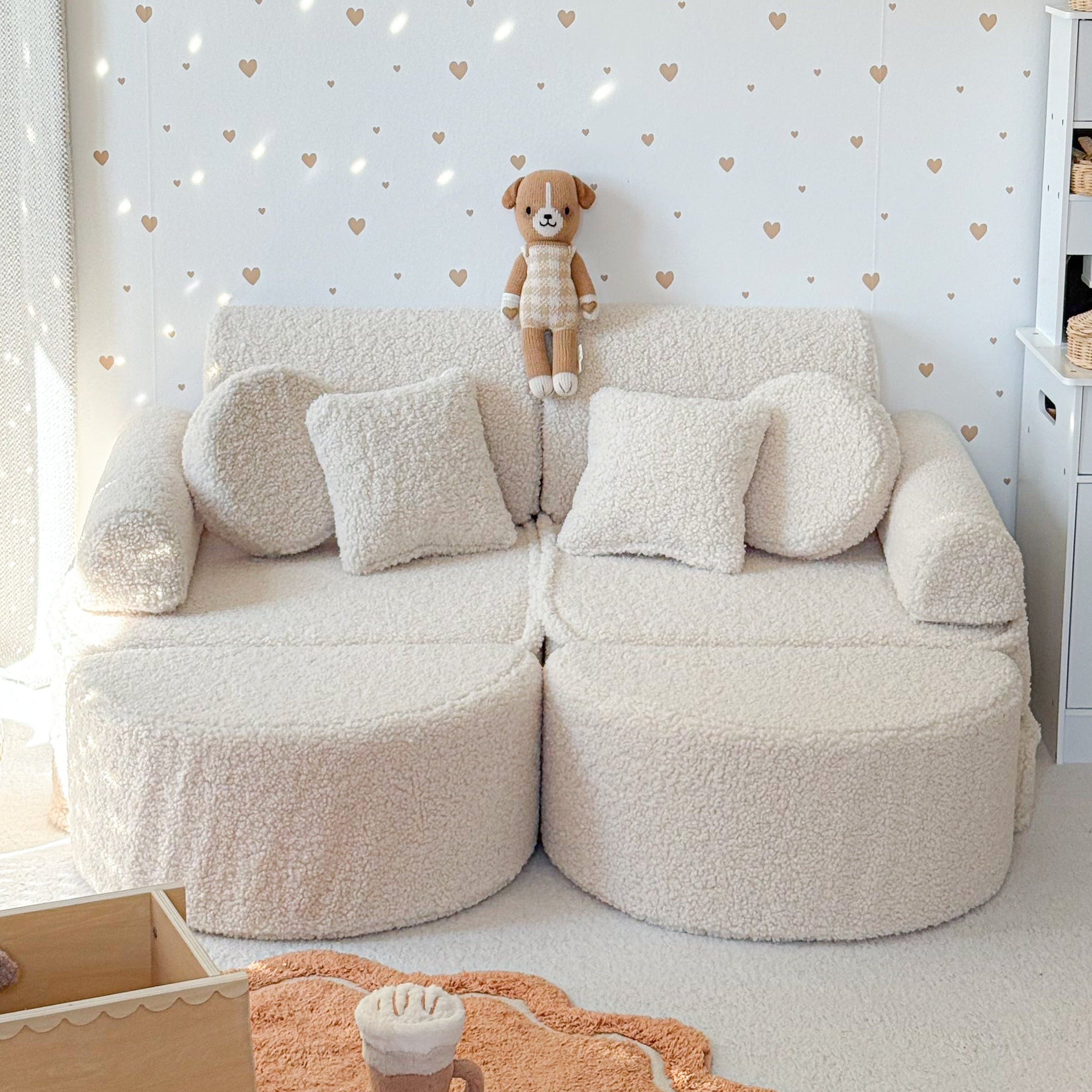 Canapé de jeu modulable Pocket 120cm en peluche Bearly | 12 Pièces