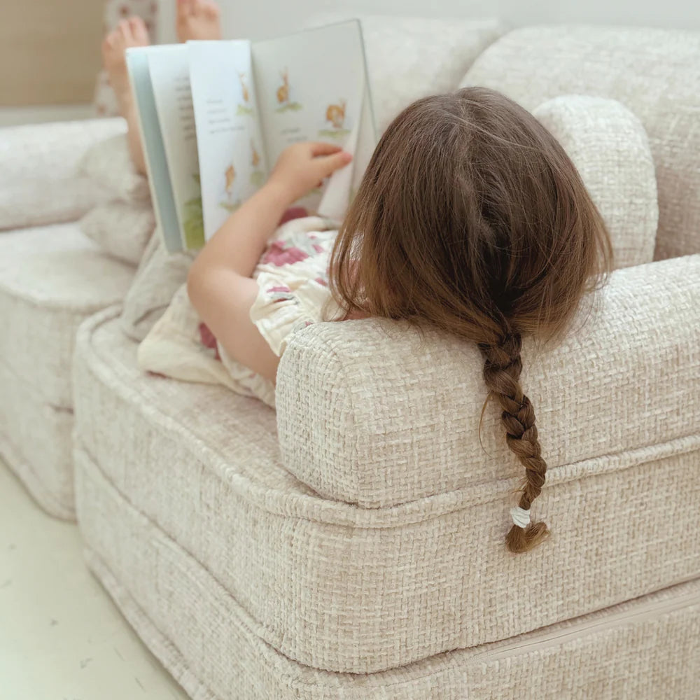 Canapé de jeu modulable Pocket 120cm en tweed Tangle | 10 Pièces