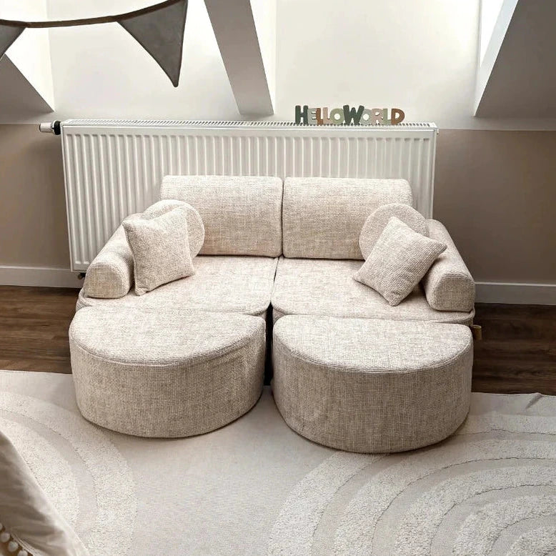 Canapé de jeu modulable Pocket 120cm en tweed Tangle | 12 Pièces