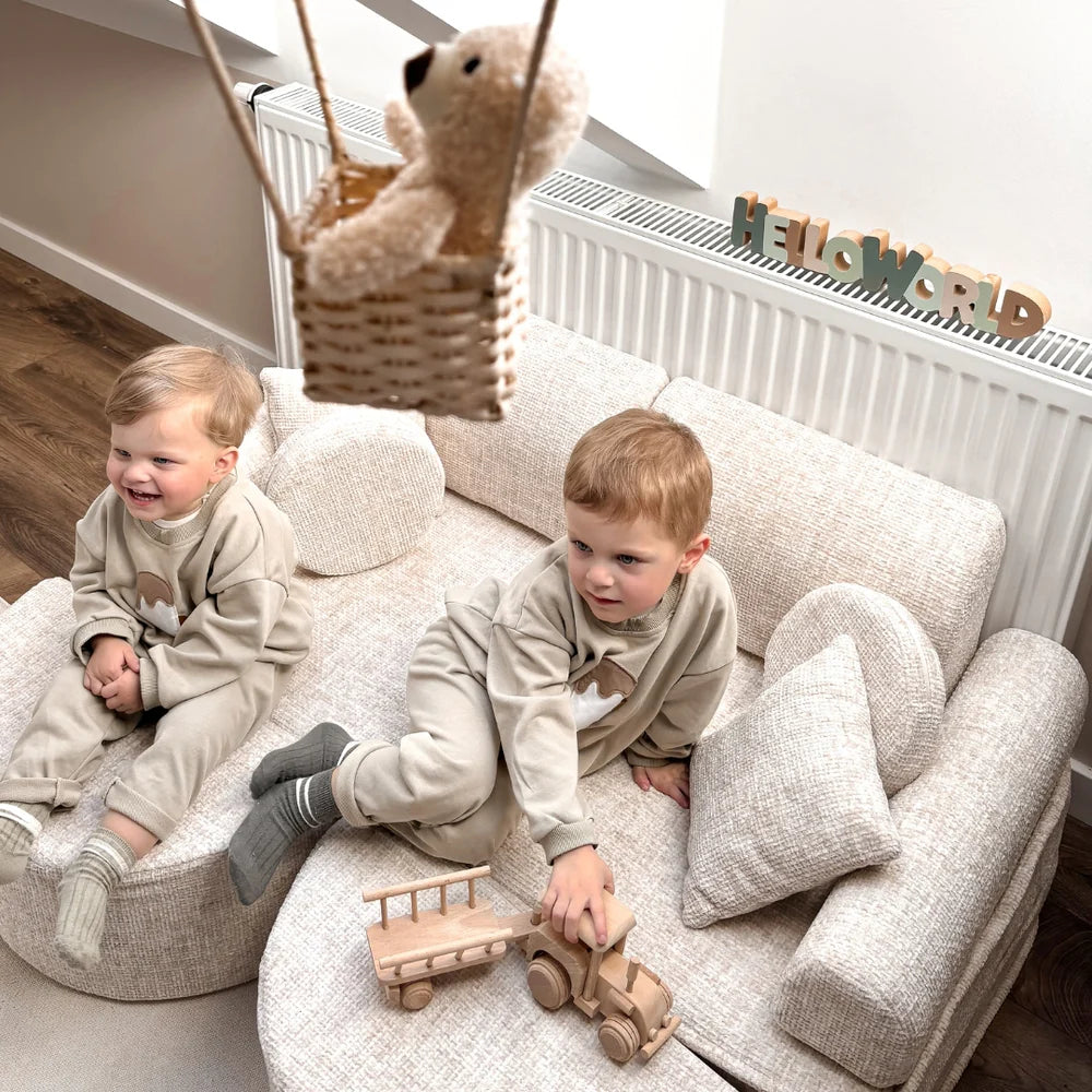 Canapé de jeu modulable Pocket 120cm en tweed Tangle | 12 Pièces