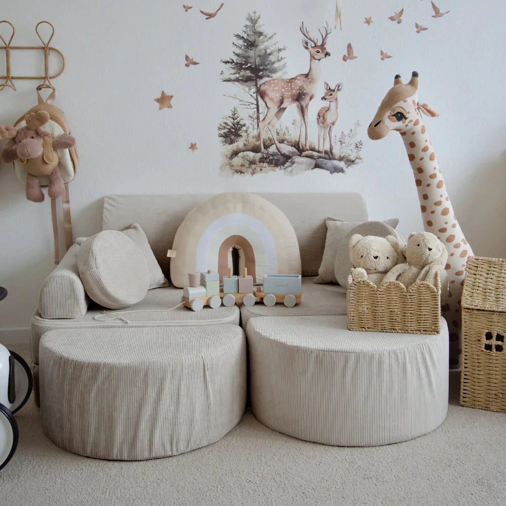 Canapé de jeu modulable Pocket 120cm en velours Corduroy à fines côtes Slimcord | 12 Pièces