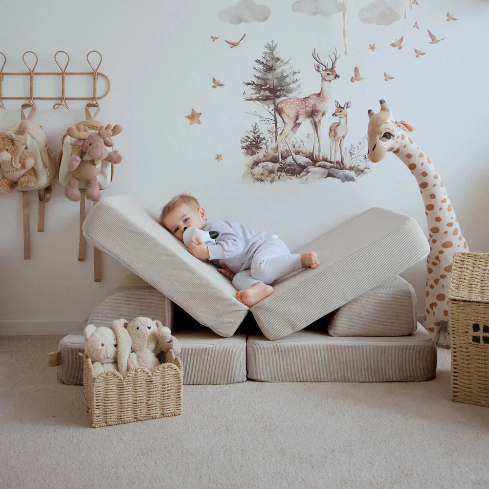 Canapé de jeu modulable Pocket 120cm en velours Corduroy à fines côtes Slimcord | 4 Pièces