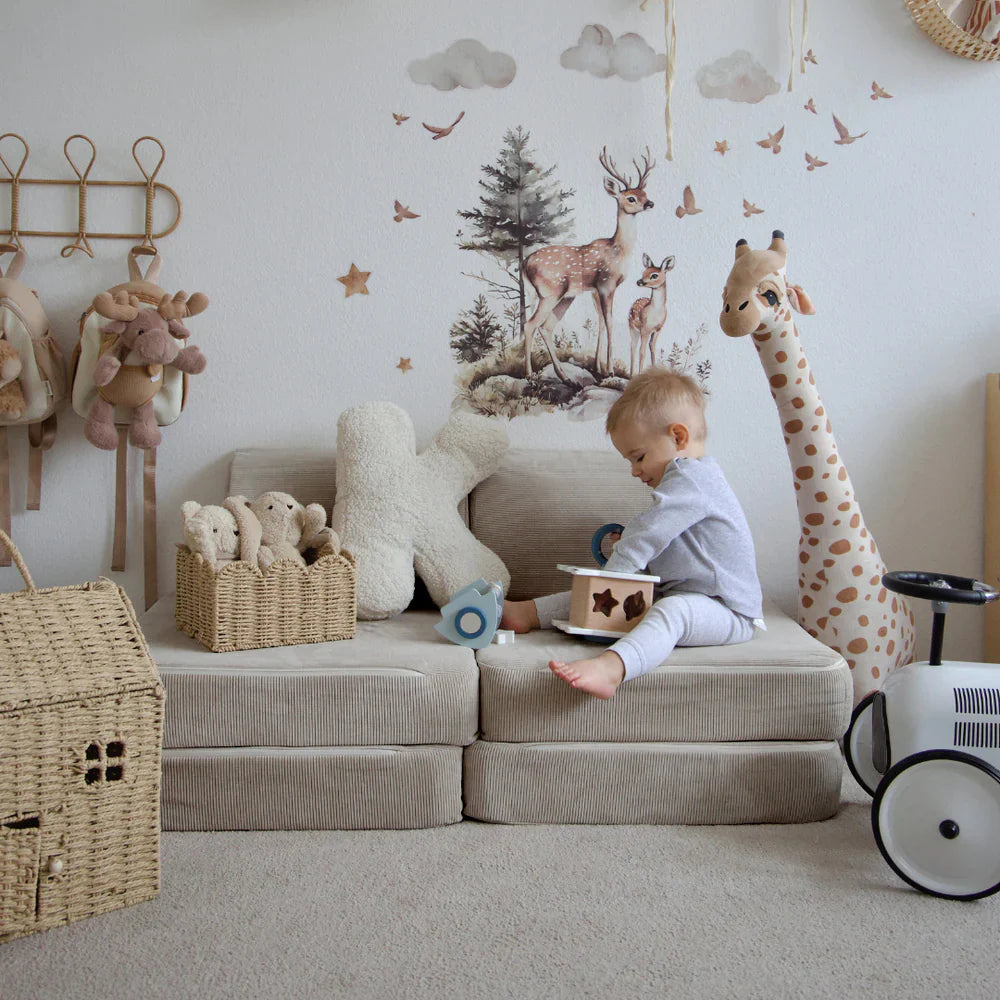 Canapé de jeu modulable Pocket 120cm en velours Corduroy à fines côtes Slimcord | 4 Pièces