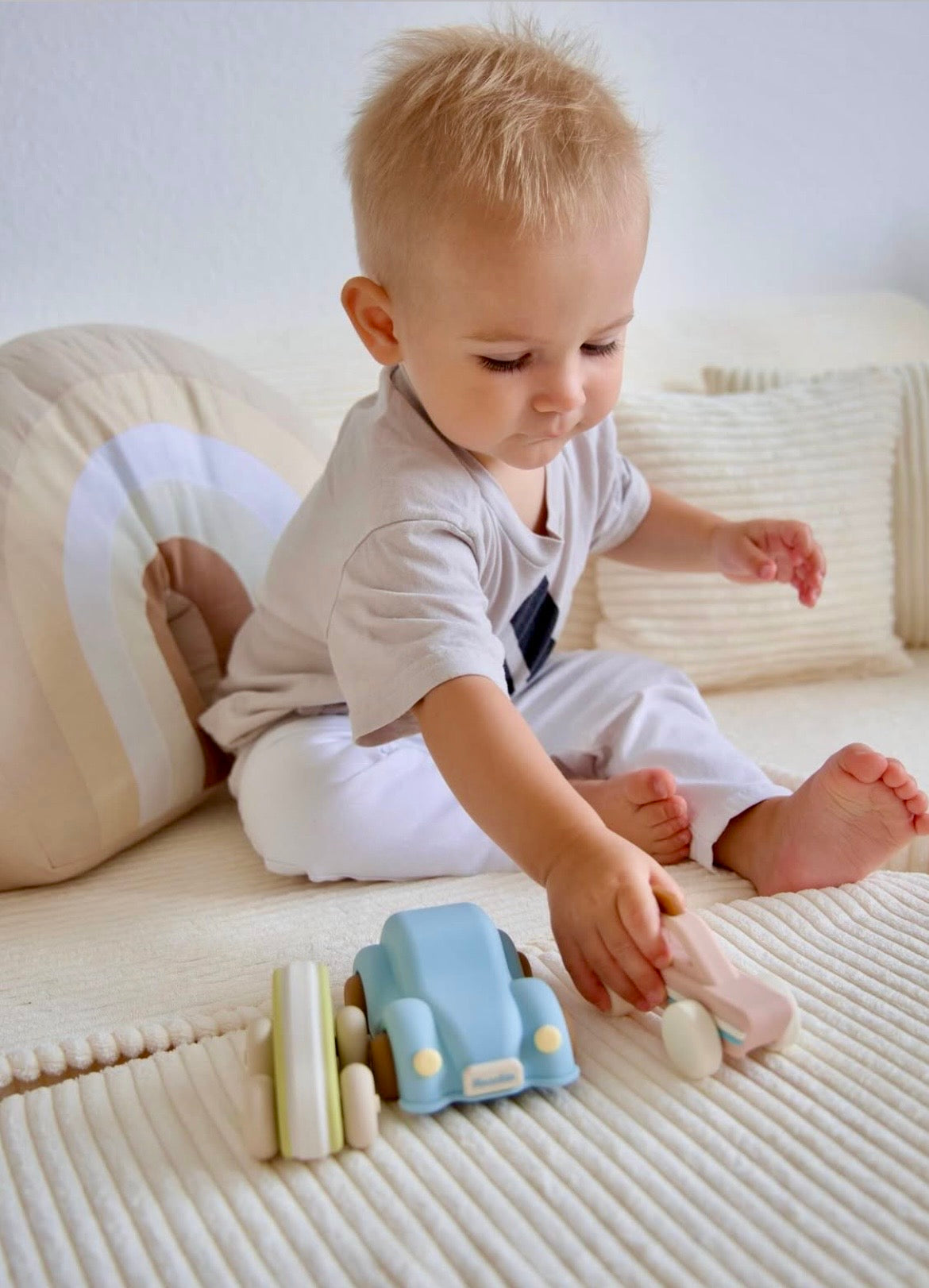 Canapé de jeu modulable Pocket 120cm en velours Corduroy à larges côtes Aesthetic | 4 Pièces