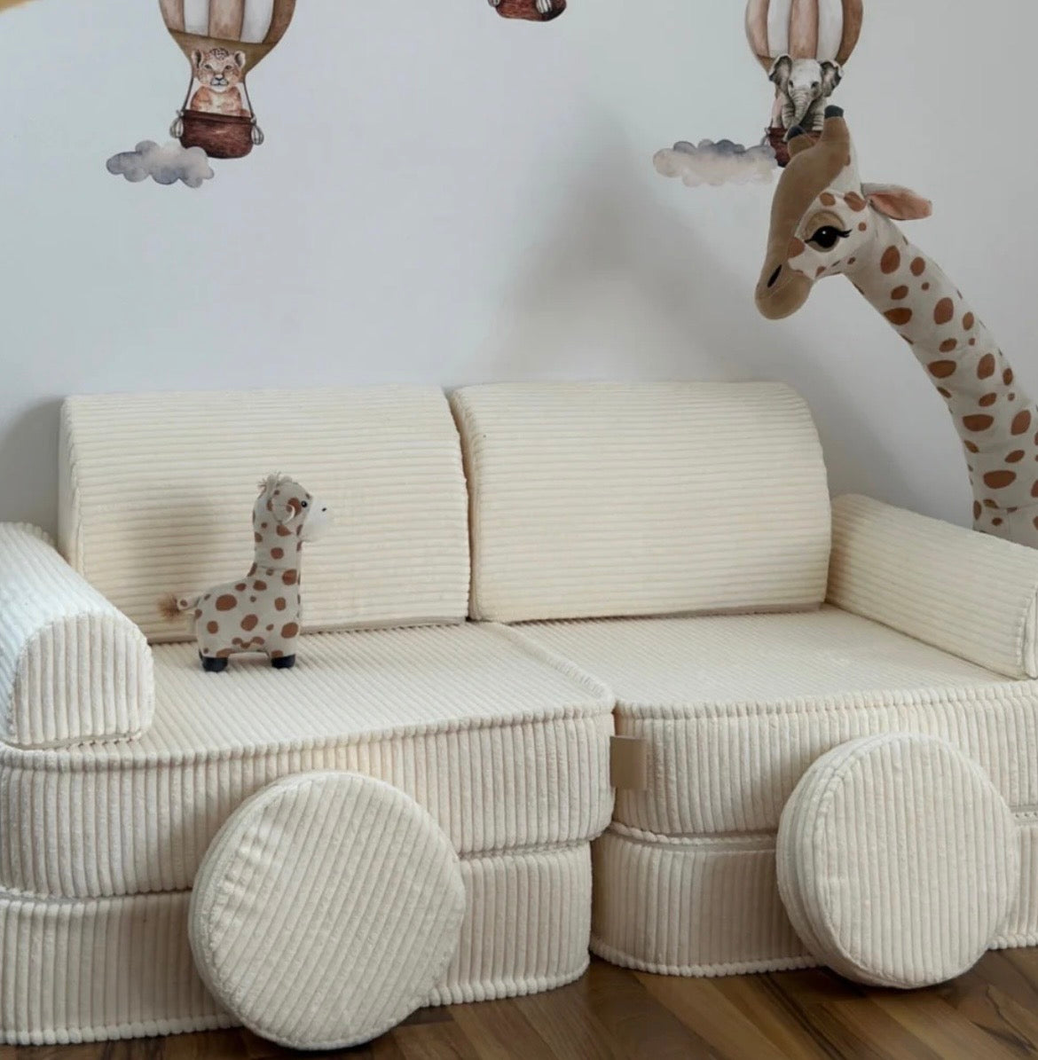 Canapé de jeu modulable Pocket 120cm en velours Corduroy à larges côtes Aesthetic | 10 Pièces