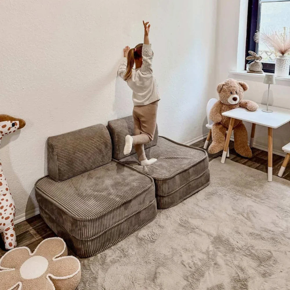 Canapé de jeu modulable Pocket 120cm en velours Corduroy à larges côtes Aesthetic | 4 Pièces