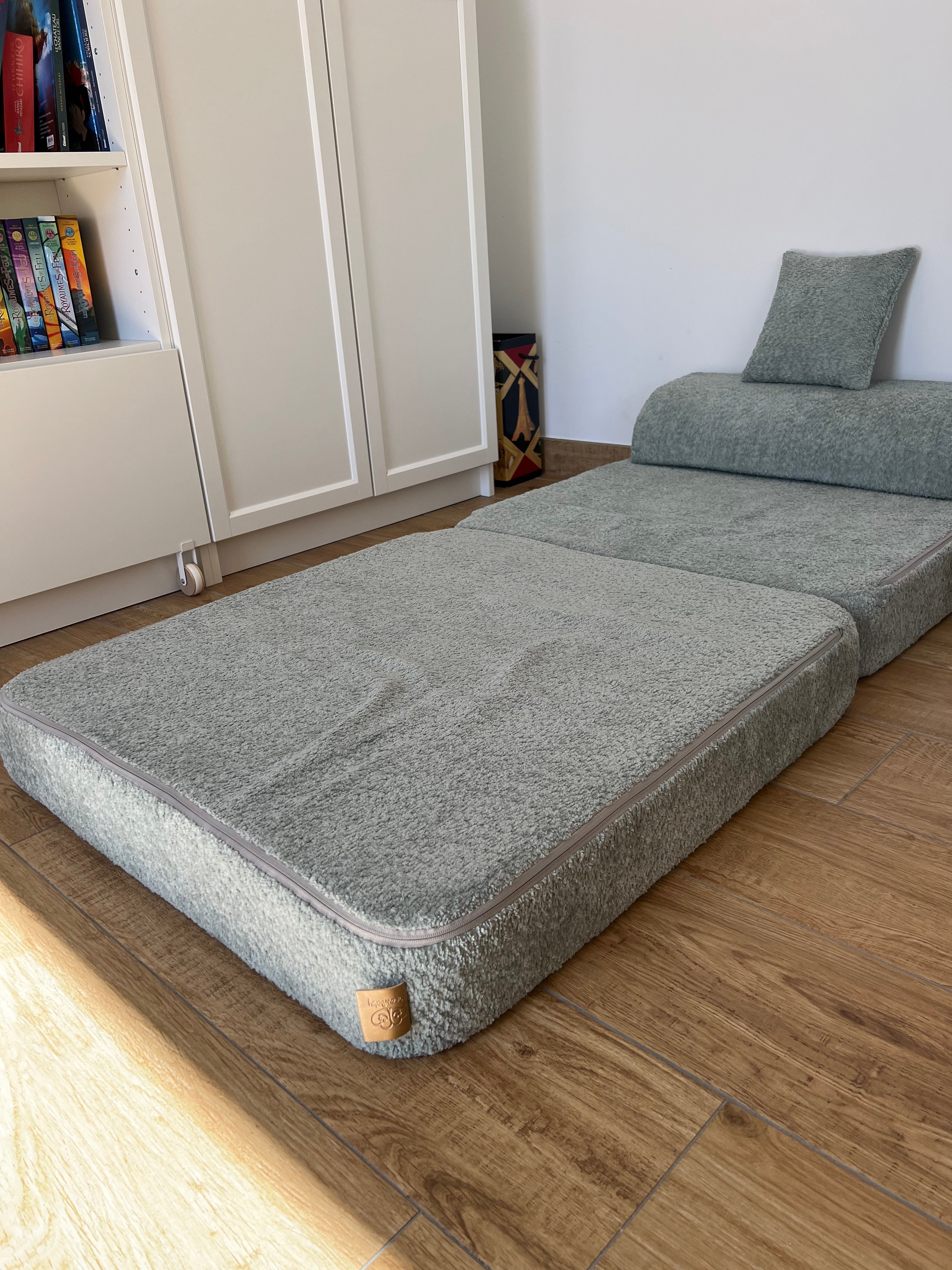 Canapé de jeu modulable Premium 160cm en tissu texturé bouclé | 10 Pièces