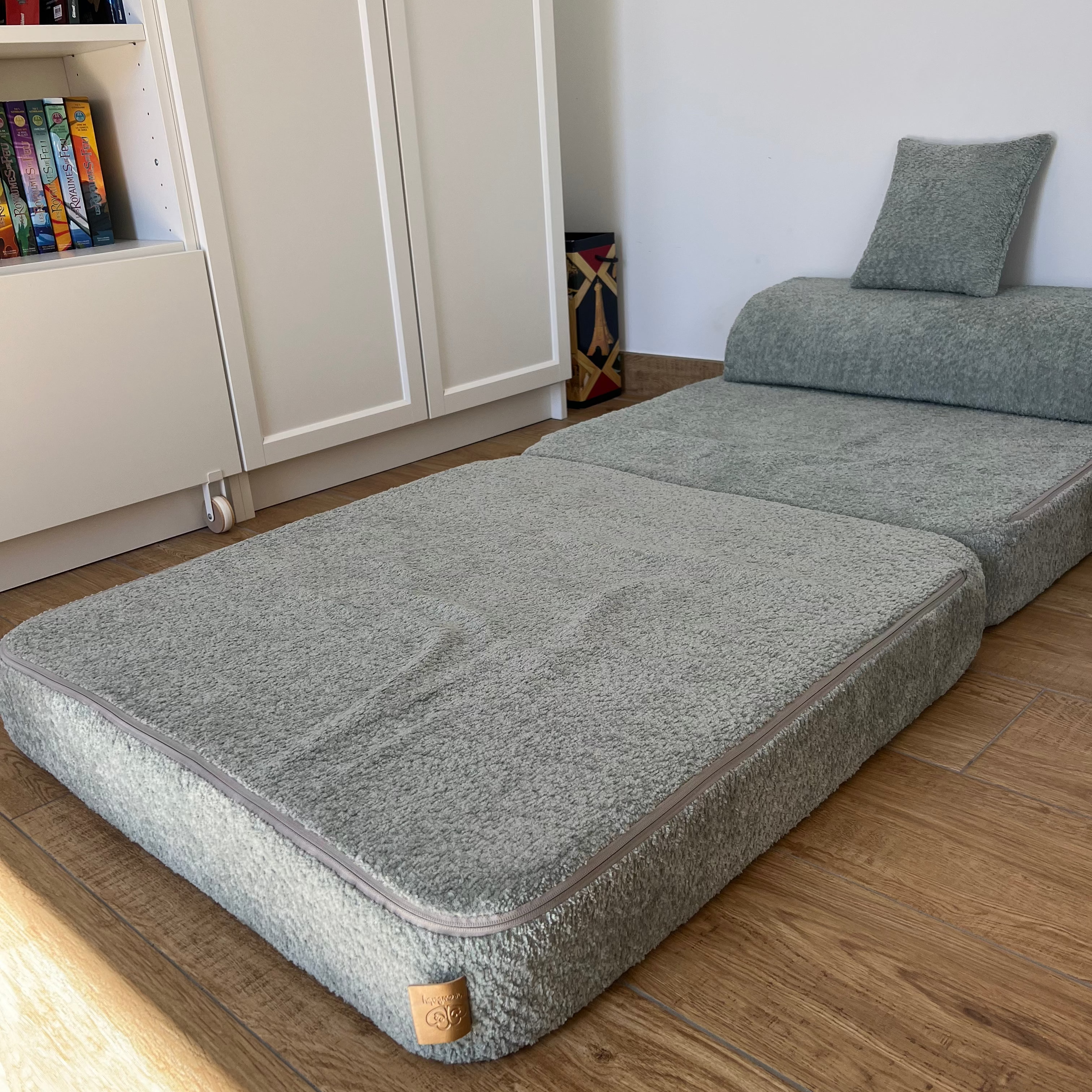 Canapé de jeu modulable Premium 160cm en tissu texturé bouclé | 10 Pièces