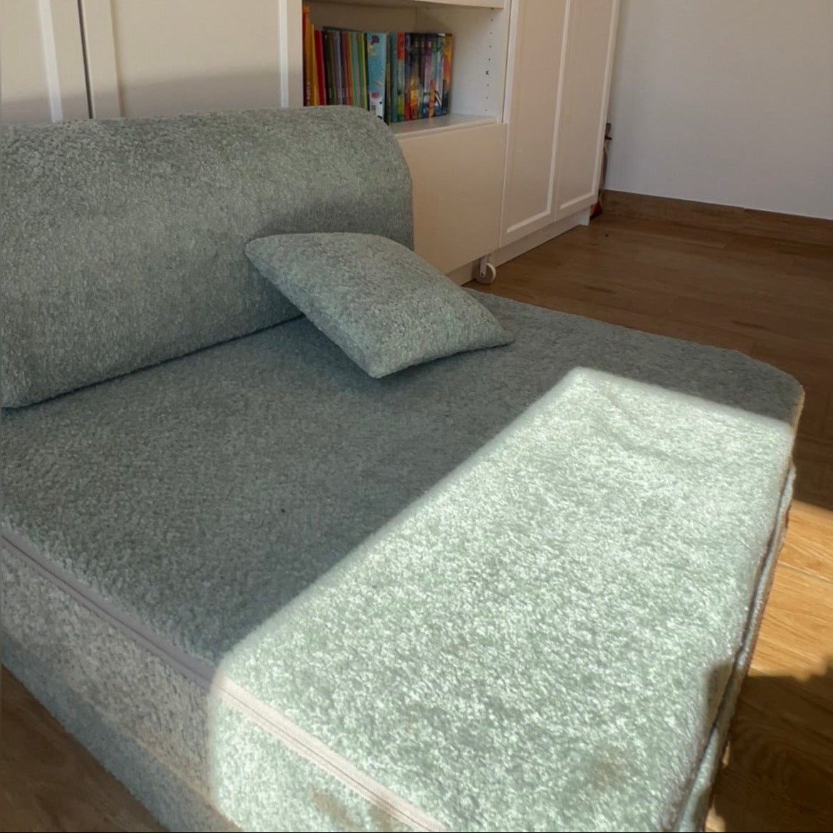 Piscine à balles ronde 90x30 cm en tissu texturé bouclé, 200 balles - Menthe | Balles au choix