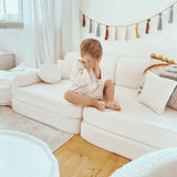 Canapé de jeu modulable Premium 160cm en tissu texturé bouclé | 10 Pièces