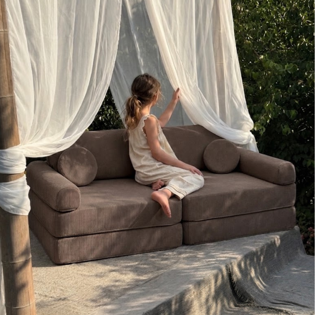 Canapé de jeu modulable Premium 160cm en velours Corduroy à fines côtes Slimcord | 8 Pièces
