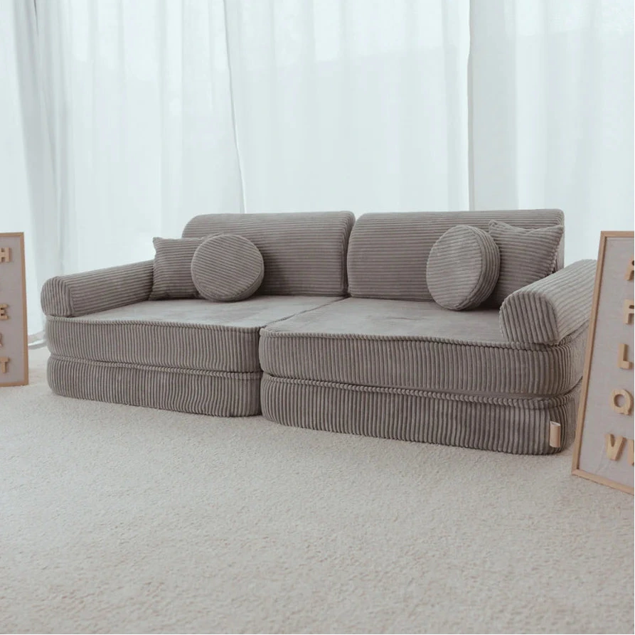 Canapé de jeu modulable Premium 160cm en velours Corduroy à larges côtes Aesthetic | 10 Pièces