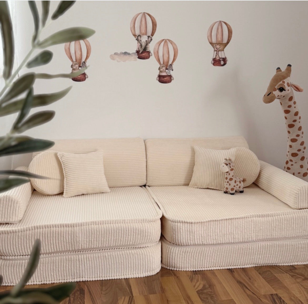 Canapé de jeu modulable Premium 160cm en velours Corduroy à larges côtes Aesthetic | 10 Pièces
