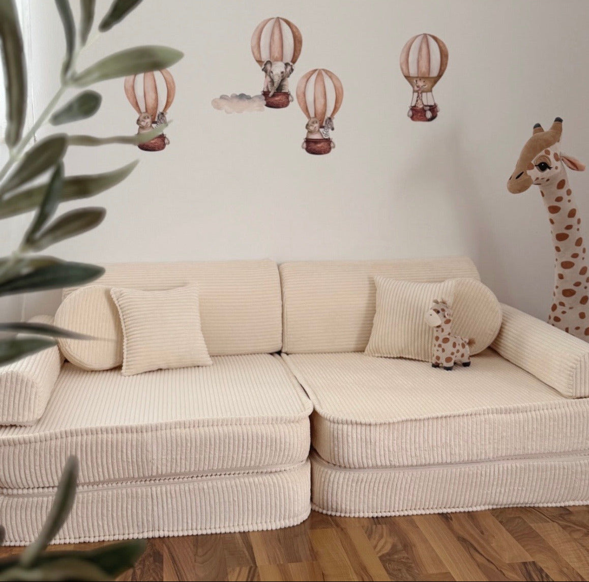 Canapé de jeu modulable Premium 160cm en velours Corduroy à larges côtes Aesthetic | 10 Pièces