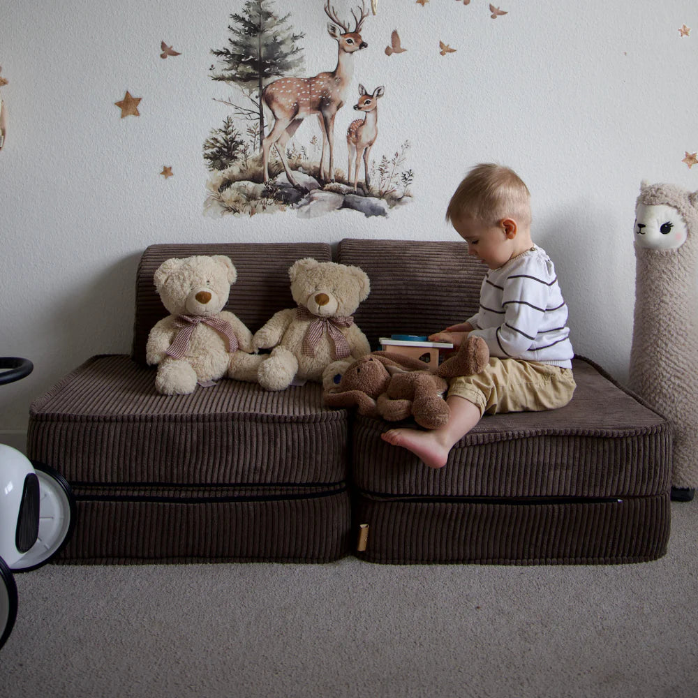 Canapé de jeu modulable Pocket 120cm en velours Corduroy à larges côtes Aesthetic | 4 Pièces