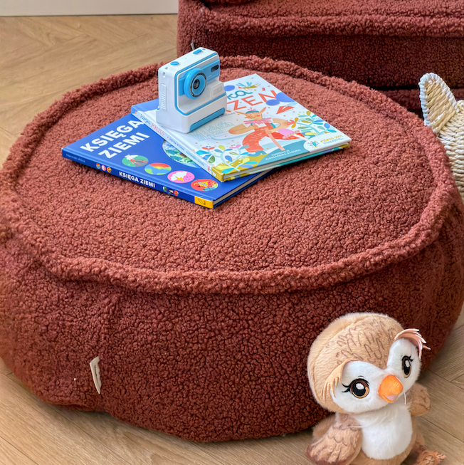 Coussin de sol rond en peluche Bearly