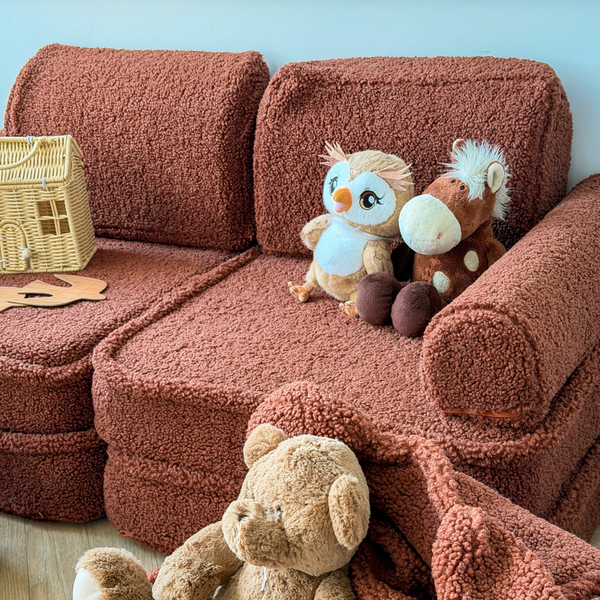 Canapé de jeu modulable Pocket 120cm en peluche Bearly | 10 Pièces