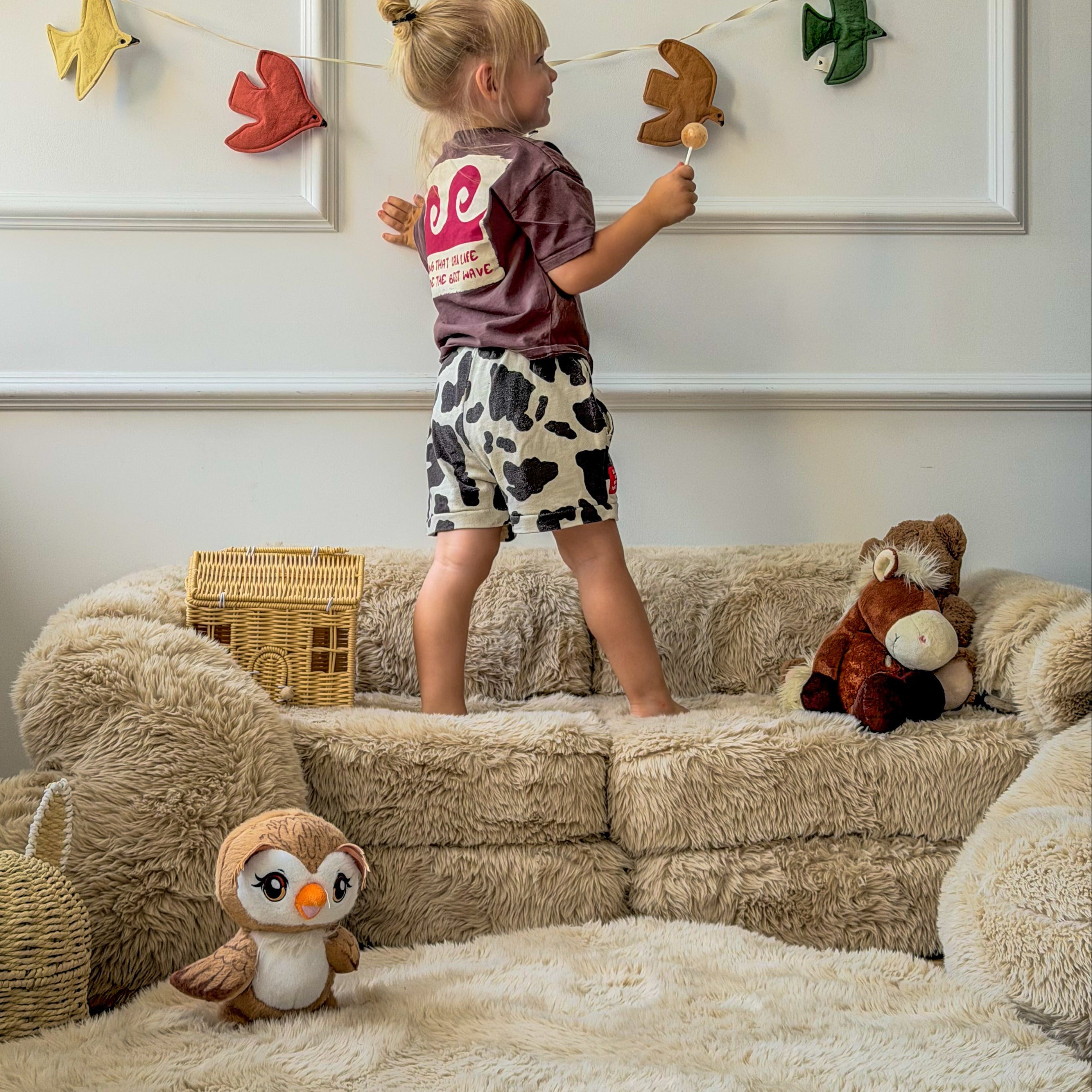 Canapé de jeu modulable Pocket 120cm en fourrure Mammouth | 6 Pièces