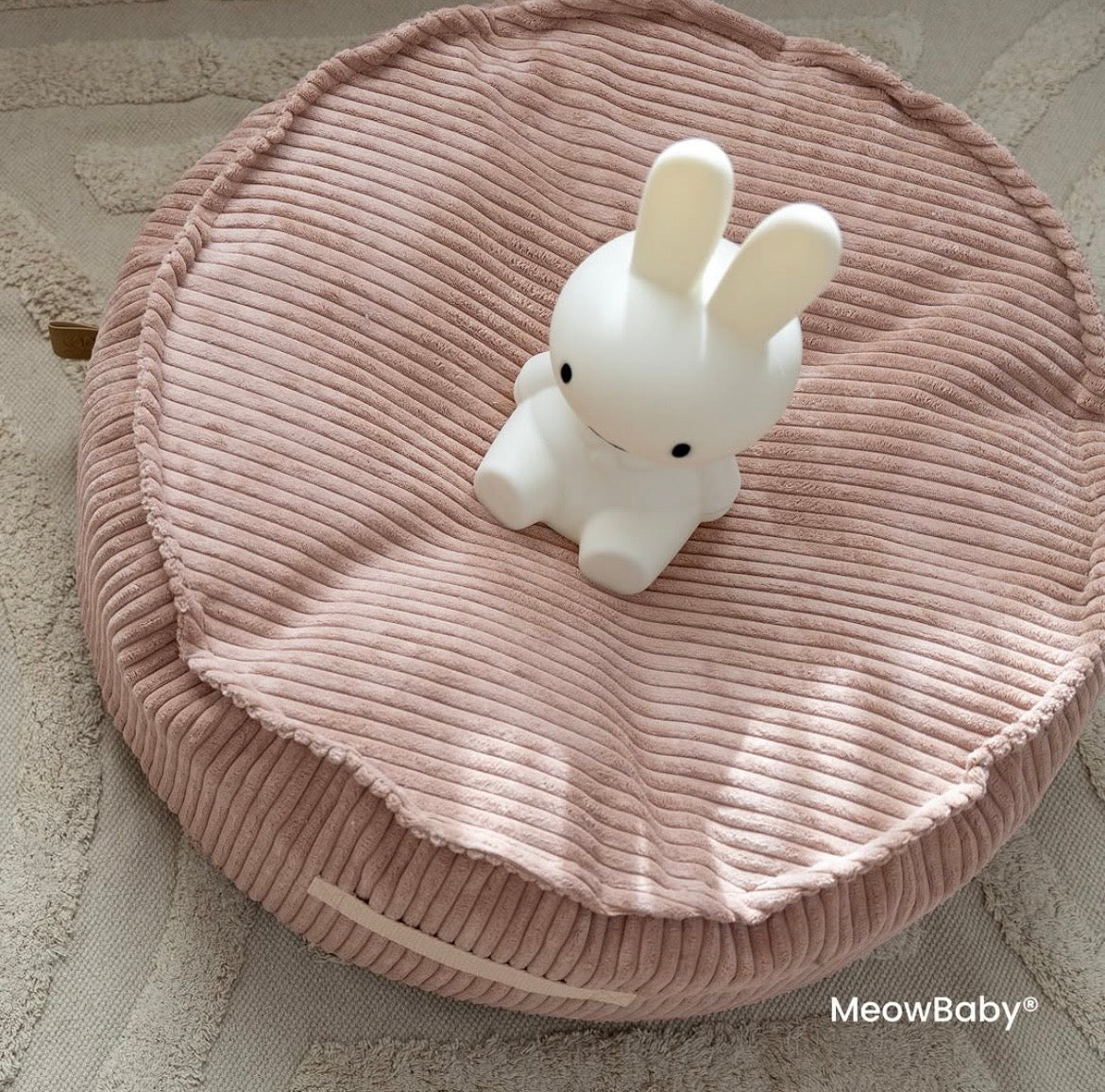 Coussin de sol rond en velours Corduroy à larges côtes Aesthetic