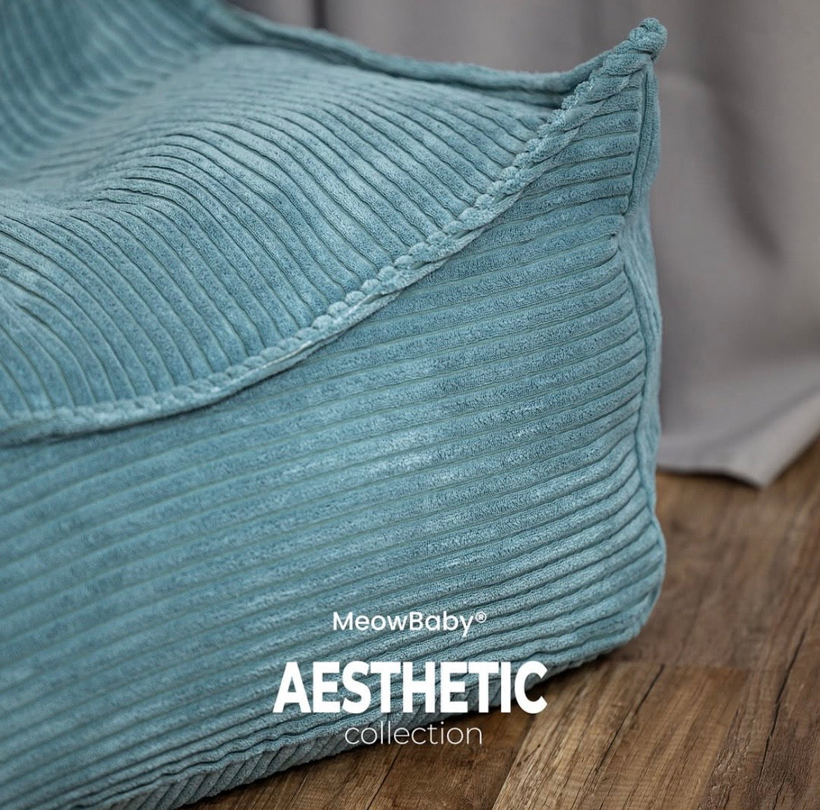 Coussin de sol carré en velours Corduroy à larges côtes Aesthetic