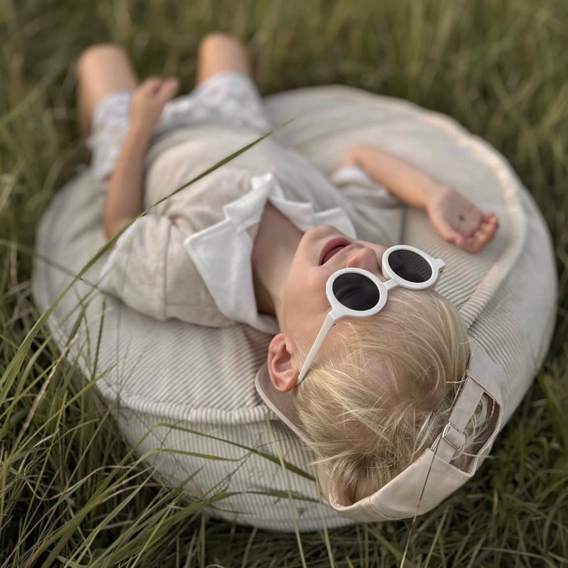 Coussin de sol rond en velours Corduroy à fines côtes Slimcord