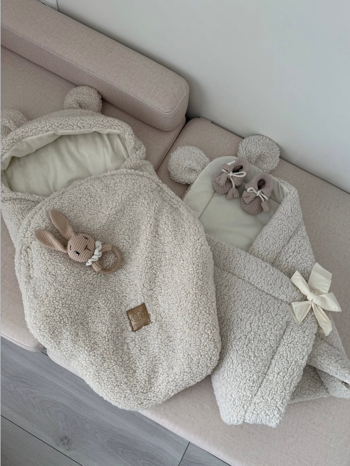 Couverture d'emmaillotage en peluche Bearly - Ours