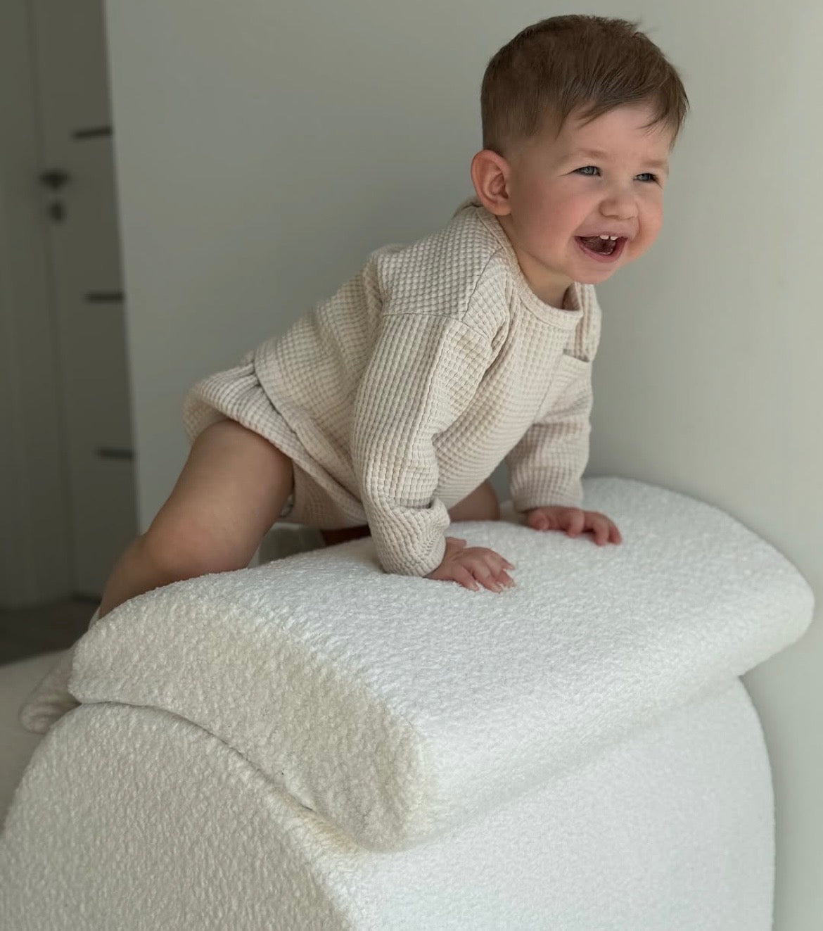 Fauteuil lounge en bouclette - Blanc