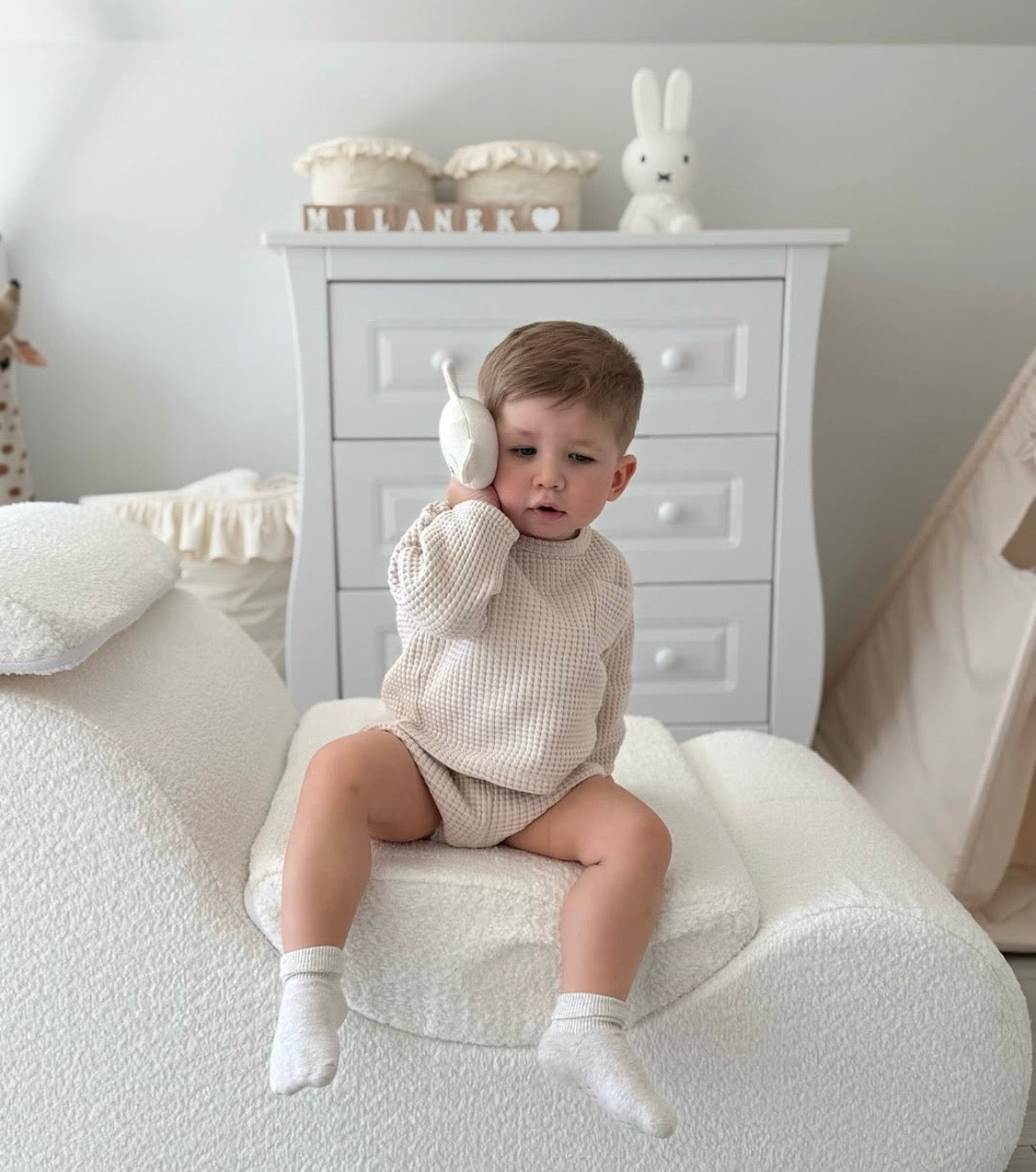 Fauteuil lounge en bouclette - Blanc