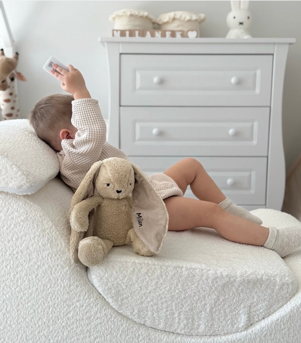 Fauteuil lounge en bouclette - Blanc