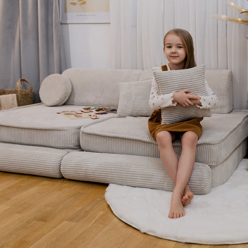 Canapé de jeu modulable Premium 160cm en velours Corduroy à larges côtes Aesthetic | 10 Pièces