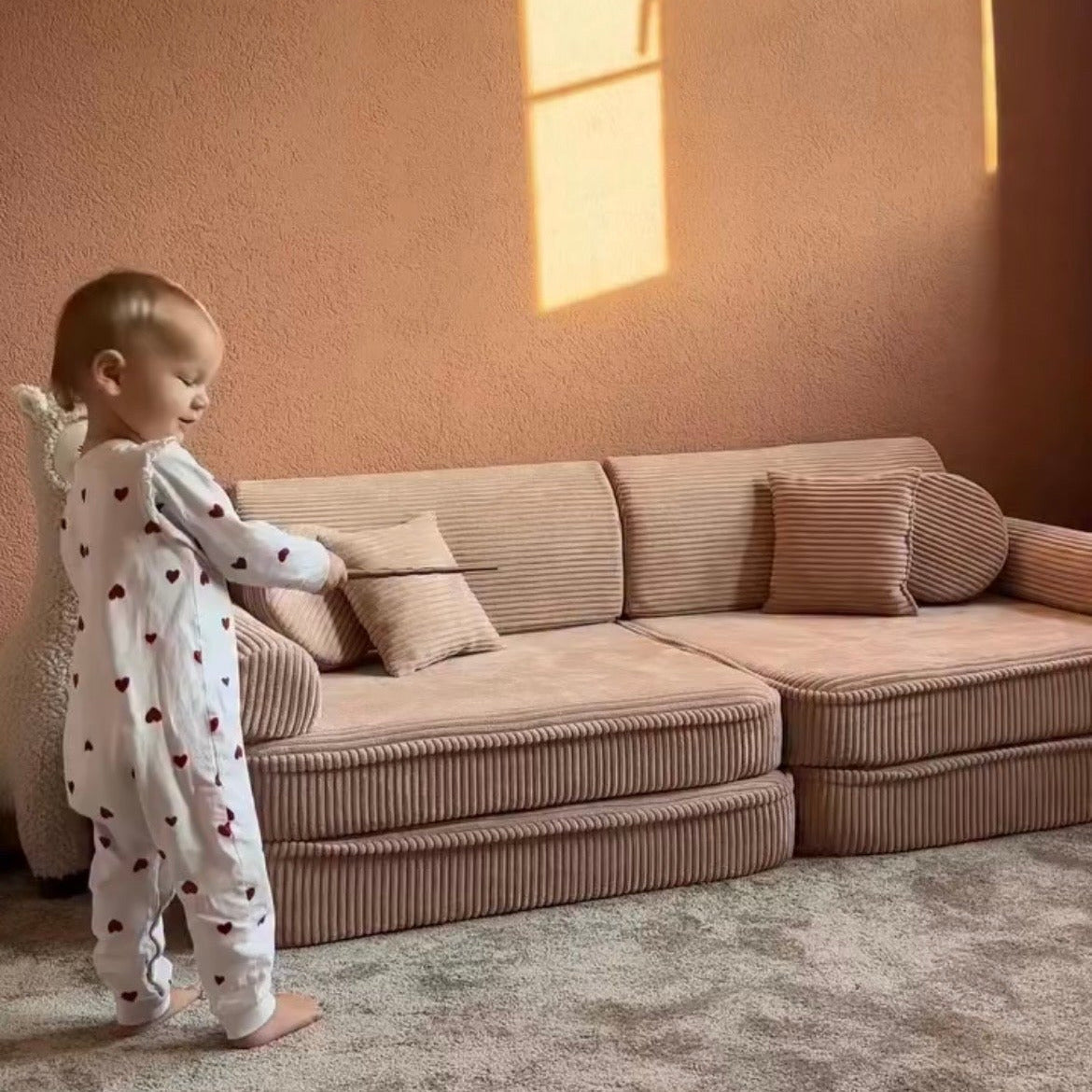 Matelas Arche pour canapé de jeu modulable Premium 160cm en Corduroy à larges côtes Aesthetic
